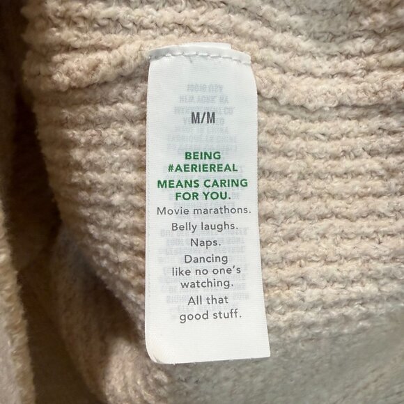 Aerie Oatmeal Quarter Zip Waffle Knit Sweater(M) and Wide Leg Pant(S) Set - Picture 5 of 10